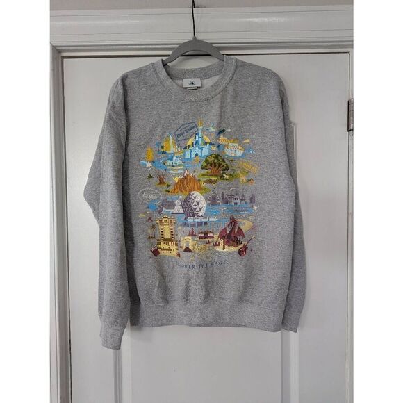 Disney Parks Discover The Magic Crew Neck Sweatshirt Gray Medium retro‎ - Picture 1 of 6